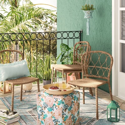 4pc Britanna Wicker Rattan Outdoor Patio Dining Chairs Arm Chairs Brown - Opalhouseā¢