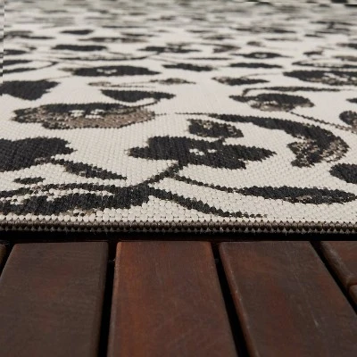 Floral Outdoor Rug Black - Opalhouse™ - Image 3