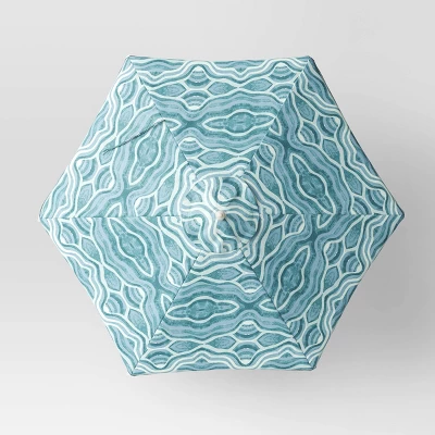 7.5'x7.5' Decorative Trim Scalloped Outdoor Market Umbrella Blue - Opalhouse™ Designed With Jungalow™ - Image 3